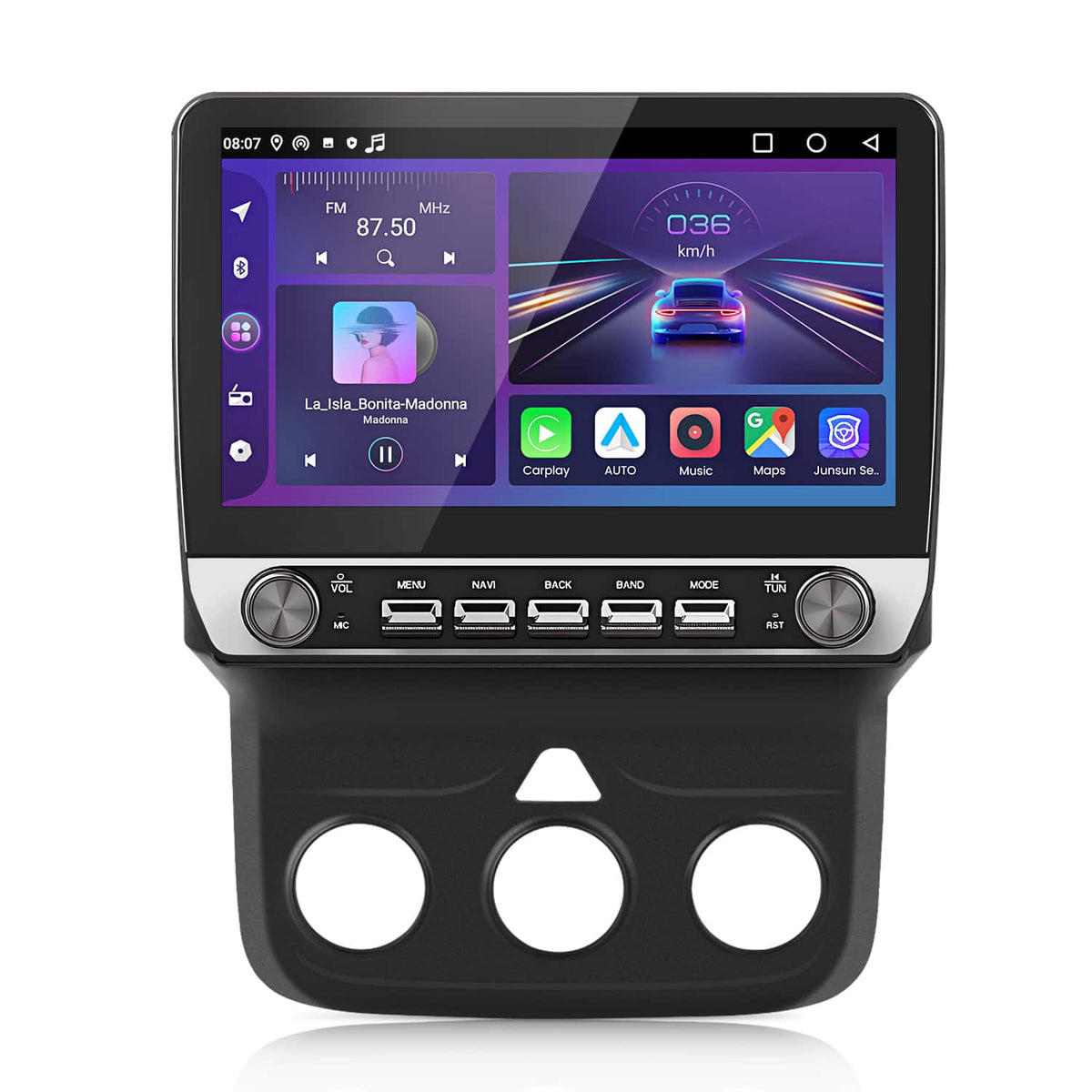 Junsun - For Dodge Ram 1500 2500 3500 2013-2018 10.1''Android 15 carplay 2+64GB Car Stereo Radio GPS Navi WIFI RDS SWC FM BT - Black