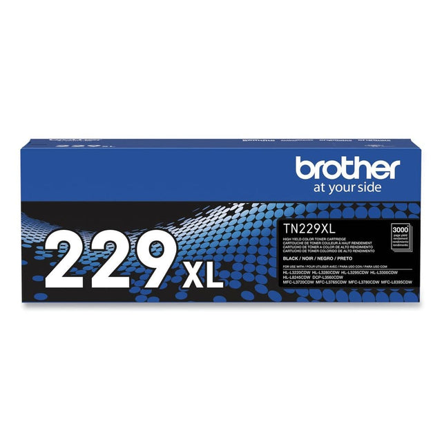 229 XL  
Brother at your side  
TN229XL  
3000 pages  
High yield color toner cartridge  
Cartouche de toner couleur haute rendement  
CARTOUCHE DE TONER A COLOR DE ALTO RENOMENTO  
CARTUCHO DE TONER COLOR DE ALTO RENOMENTO  
BLACK / NOIR / NEGRO / PRETO  
FOR USE WITH:  
HL-L3220CDW, HL-L3280CDW, HL-L3295CDW, HL-L3300CDW, MFC-L3290CDW, MFC-L3780CDW, MFC-L3780CDW, MPC-L3780CDW, MPC-L3780CDW