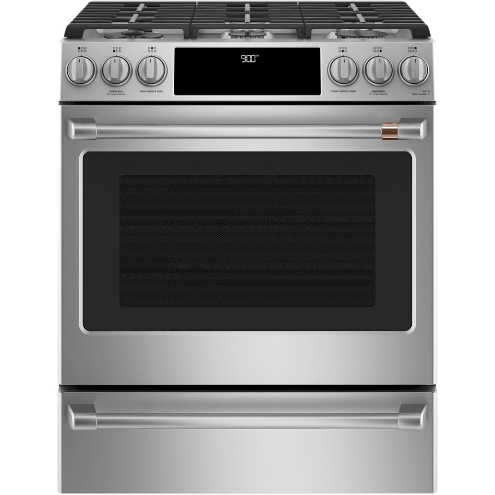 Café - 30 in. Wide 6 Burners 5.7 Cu. Ft. Self-Cleaning Slide-In Dual Fuel Convection Range - Stainless Steel