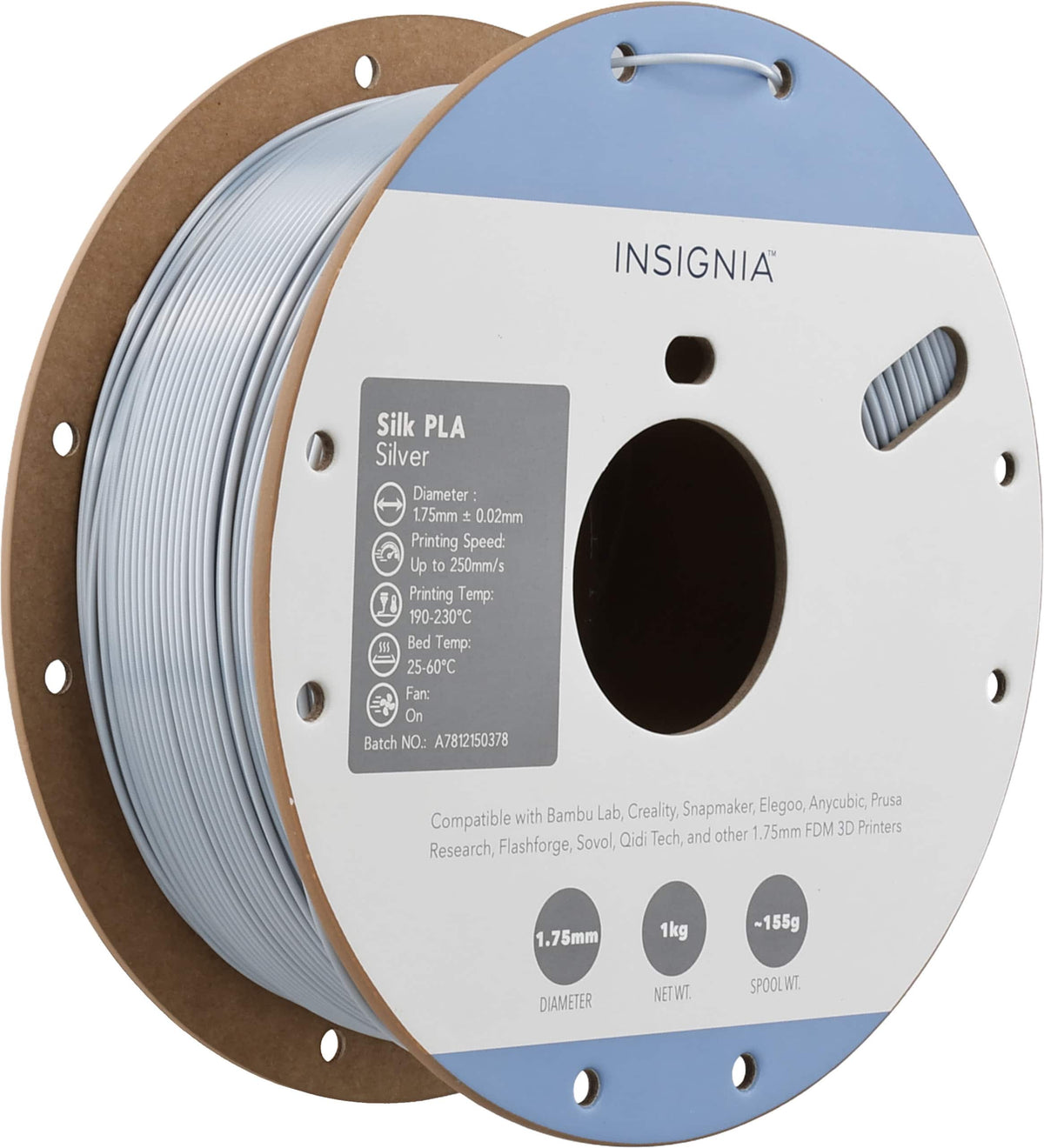 Insignia™ - Silk PLA 1.75mm Filament - Silk Silver