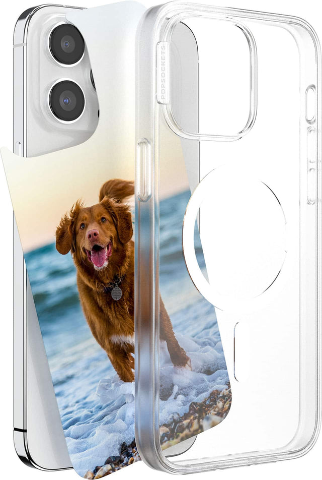 Front. PopSockets - MagSafe PopCase for iPhone 15 Pro Case with Customizable Graphic Case Insert (digital code) - Clear.