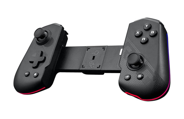 Front. ASUS - ROG Tessen Gaming Mobile Controller for Android (foldable, RGB lighting, 500Hz polling rate) - Black.