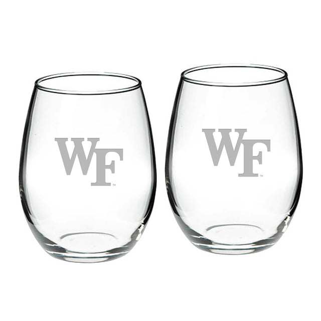 Front. Jardine - Wake Forest Demon Deacons 2-Piece 21oz. Stemless Wine Glass Set - Multicolor.