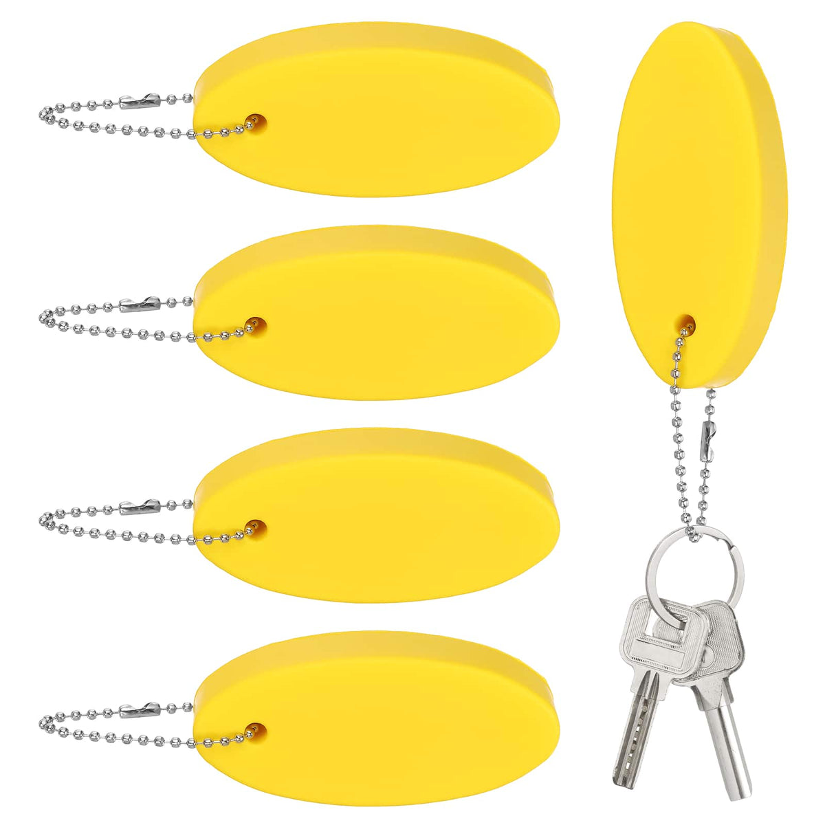 Unique Bargains - Floating Keychain, Bright Color Key Float Keyring Holder Waterproof, 5pcs - Fits Boating/Fishing/Swimming/Water Sports - Yellow