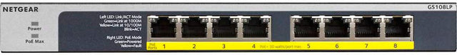 Front. NETGEAR - 8-Port 10/100/1000 Gigabit Ethernet PoE/PoE+ Unmanaged Switch.