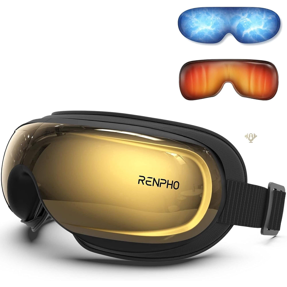 Renpho - Eye Massager with Heat and Cooling Voice Control, Migraine Relief Eye Mask for Migraines, Eye Care Reduce Dry Eyes - Gold