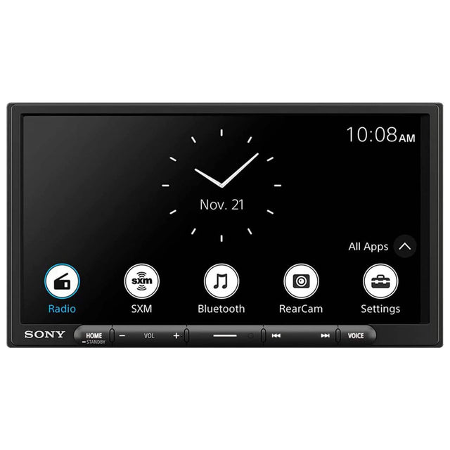 10:08 AM  
Nov. 21  

All Apps  
Radio  
SXM  
Bluetooth  
RearCam  
Settings  

SONY  
HOME STANDBY  
VOL +  
VOICE