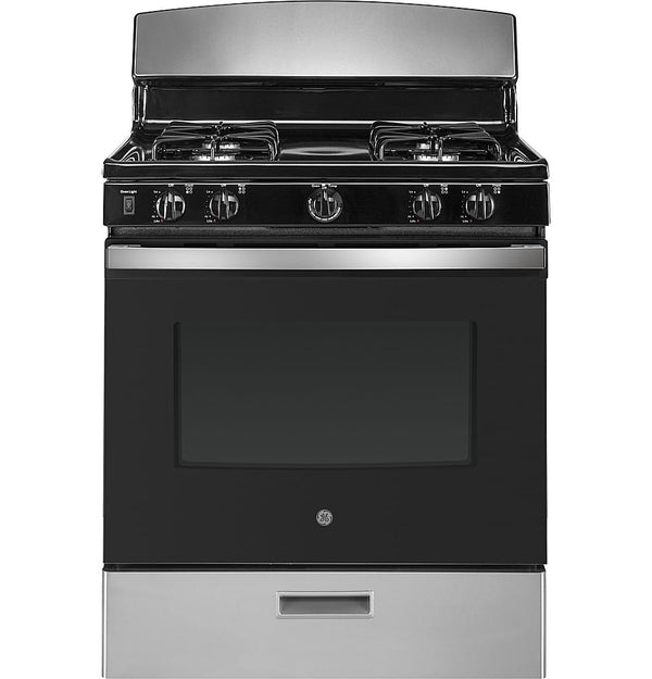 GE - 30 in. Wide 4 Burners 4.8 Cu. Ft. Freestanding Gas Range with Precise Simmer Burner and Sealed Cooktop Burners - Stainless Steel