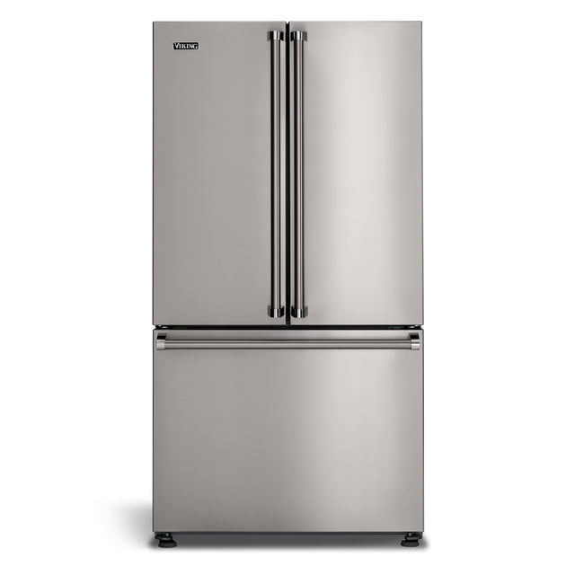 Front. Viking - 36 in. Wide French Door  Refrigerator - Stainless Steel.