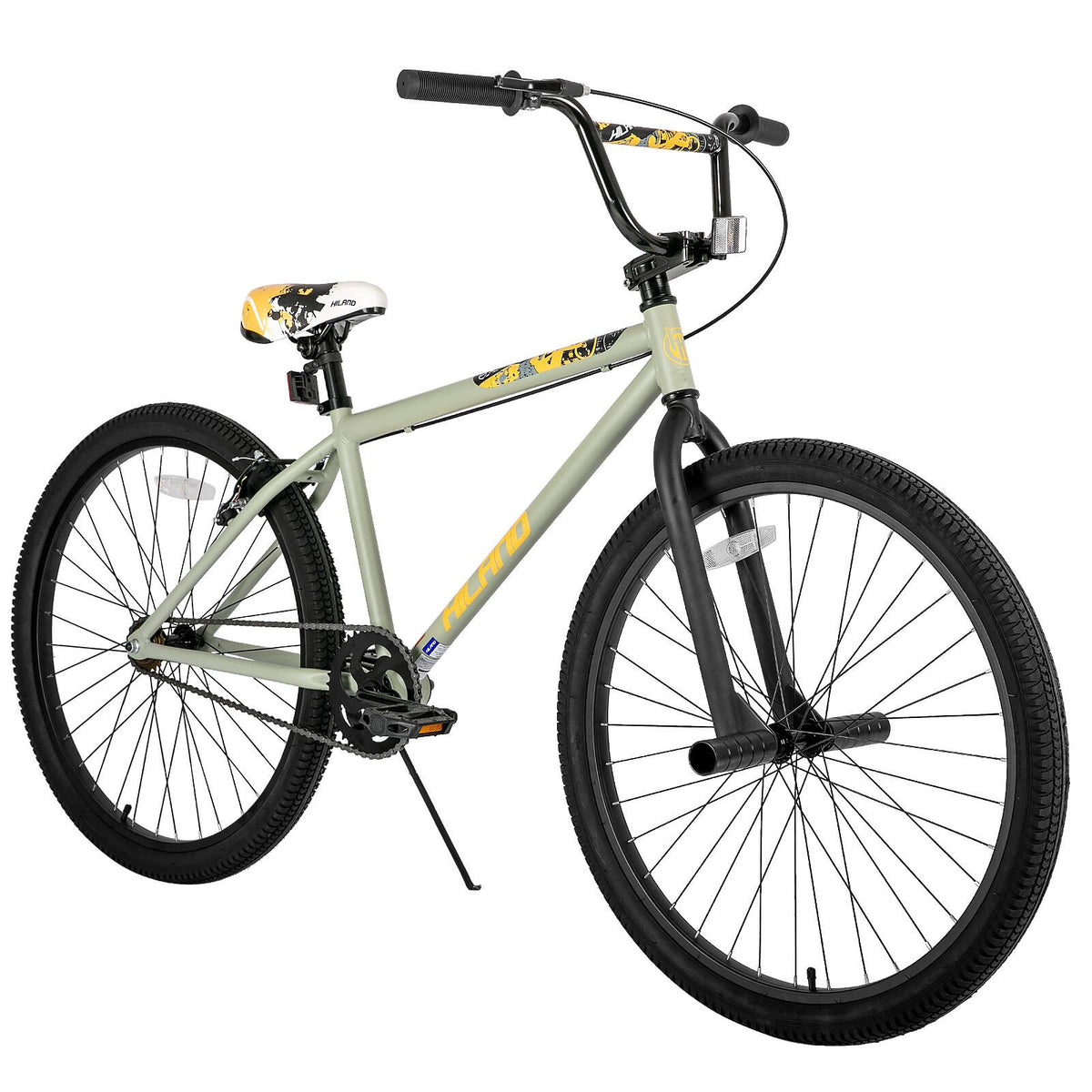HILAND - 24 Inch BMX Bike for Teenager and Adult, Beginner-Level BMX with 2 Pegs, Bicycles for Men and Women Grey - Gray
