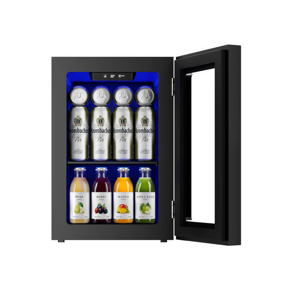 SIMZLIFE - 6 Bottles & 24 Cans Mini Beverage & Wine Refrigerator-Portable Wine Cooler with Glass Door, Mini Fridge for Home/Office - Black