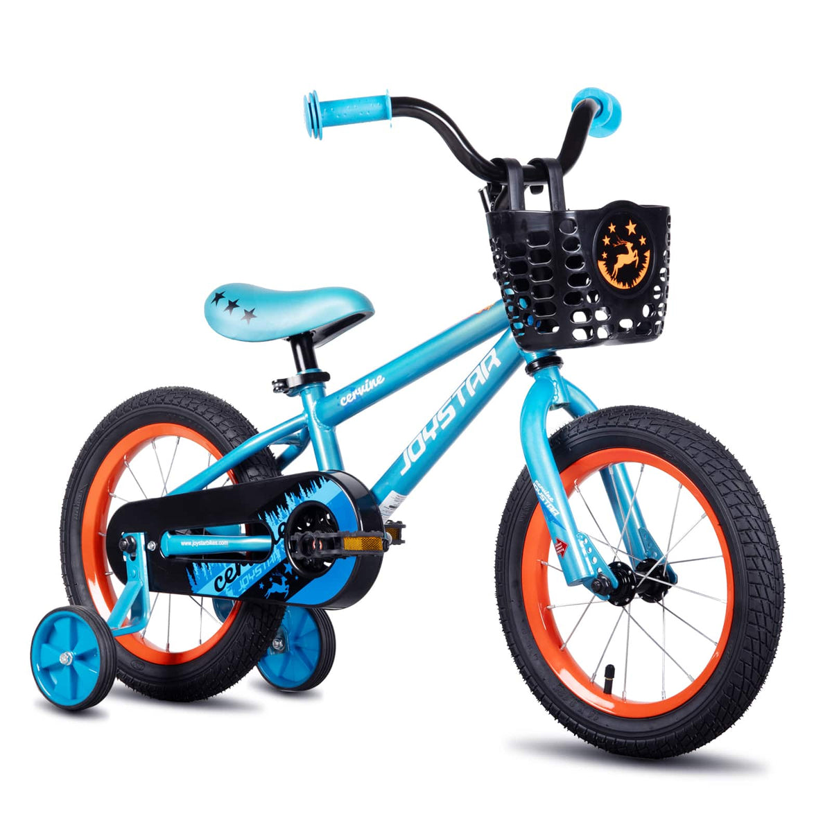 JOYSTAR - Cervine 14" Kids Bike with Training Wheels Basket, Coaster Brake Child's Bike for 3-5 Years Old Boys Girls - Blue