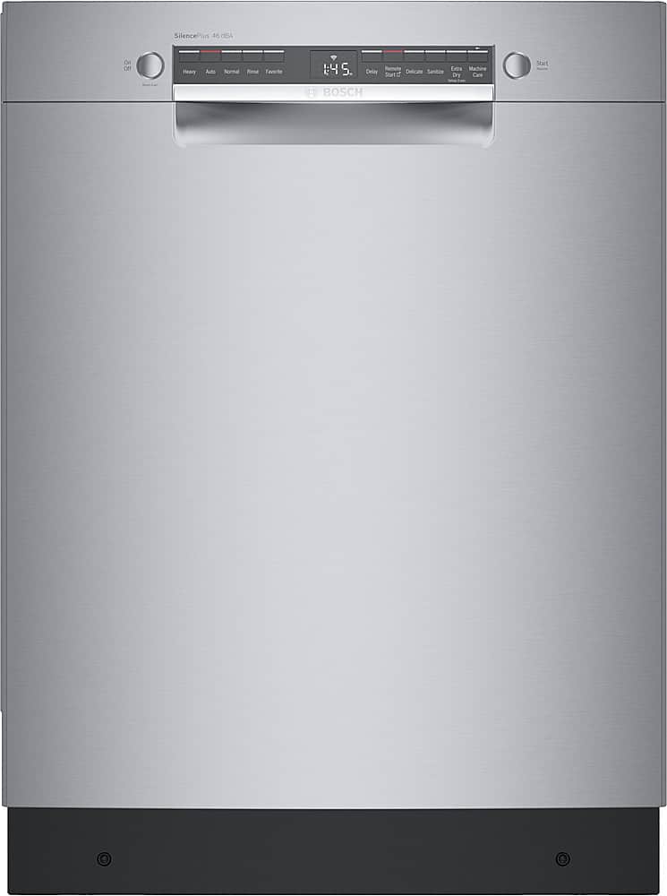 Bosch - 300 Series 24" Front Control Smart Built-In Stainless Steel Tub Dishwasher with 15 Place Setting Capacity, 46 dBA - Stainless Steel