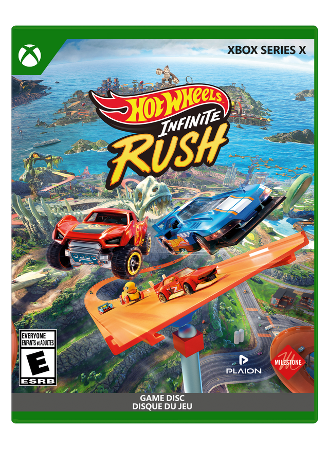 XBOX SERIES X  
Hot Wheels Infinite Rush  
EVERYONE ENFANTS et ADULTES  
E ESRB  
MILESTONE TESTONE  
PLAION GAME DISC DISQUE DU JEU