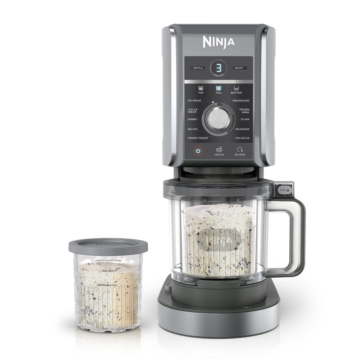 Ninja - CREAMi Deluxe 11-in-1 Ice Cream and Frozen Treat Maker, XL 24oz pints, Sorbet, Gelato, Milkshakes, Frozen Yogurt - Silver