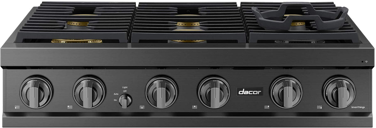 Dacor - 36 in. Wide 6 Burner Built-In Gas Rangetop - Graphite Steel