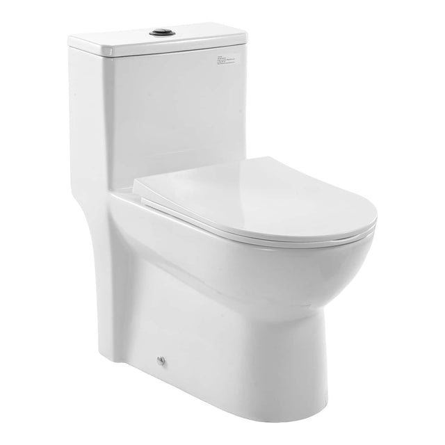 Front. VEVOR - One-Piece Toilet, Elongated Toilet Vortex Dual-Flush 1.1/1.6 GPF, Toilets for Bathroom with Comfortable Chair Seat - Bright white + black.