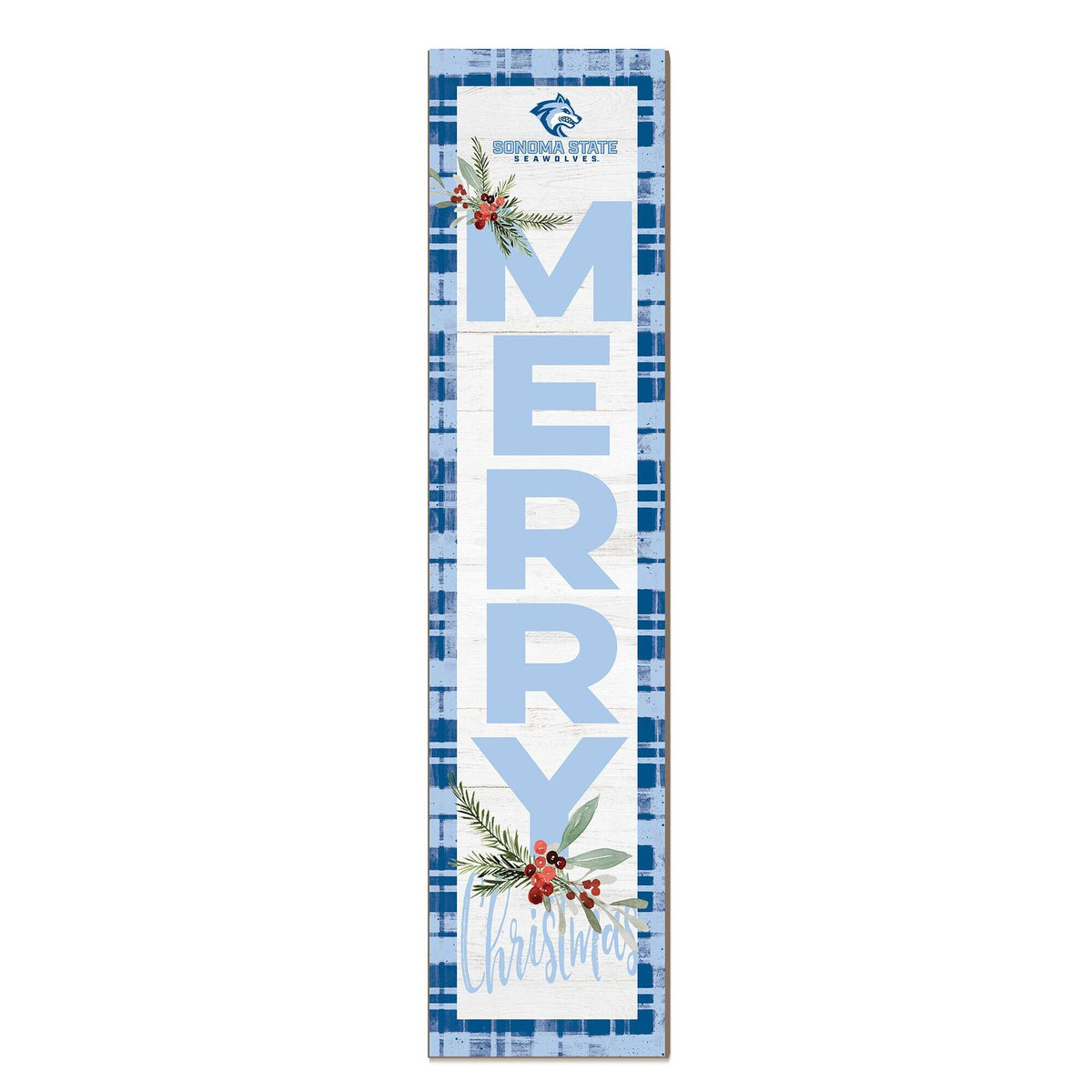 Jardine - Sonoma State Seawolves 12'' x 48'' Outdoor Merry Christmas Leaner - White