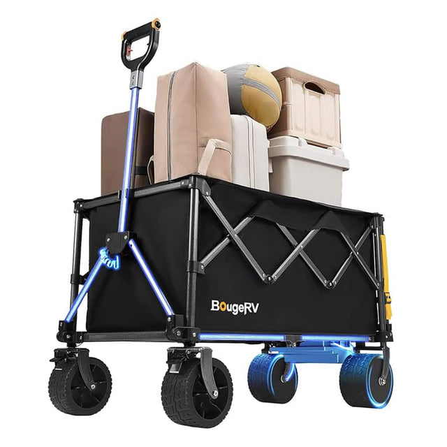 Front. BougeRV - 440 lbs Electric Utility Wagon 4" Foldable Camping Garden Cart w/ 133Wh Battery (Battery Charger NOT Included).
