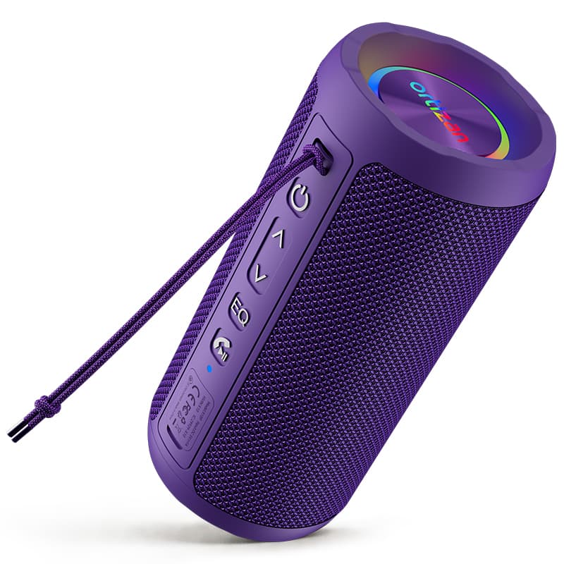 Ortizan - Portable Bluetooth 5.3 Speaker, 24W Hi-Fi Stereo Sound, Dual Pairing, RGB Lighting, IPX7 Waterproof,30H Playtime - Purple