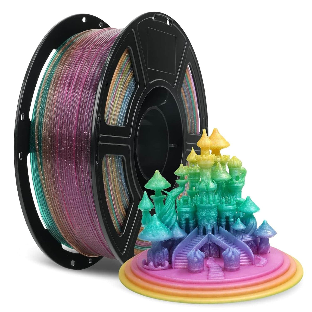 Flashforge - High Speed PLA Multicolor 3D Printer Filament-1.75mm-1kg (2.2 lbs) Spool - Chameleon Rainbow Candy