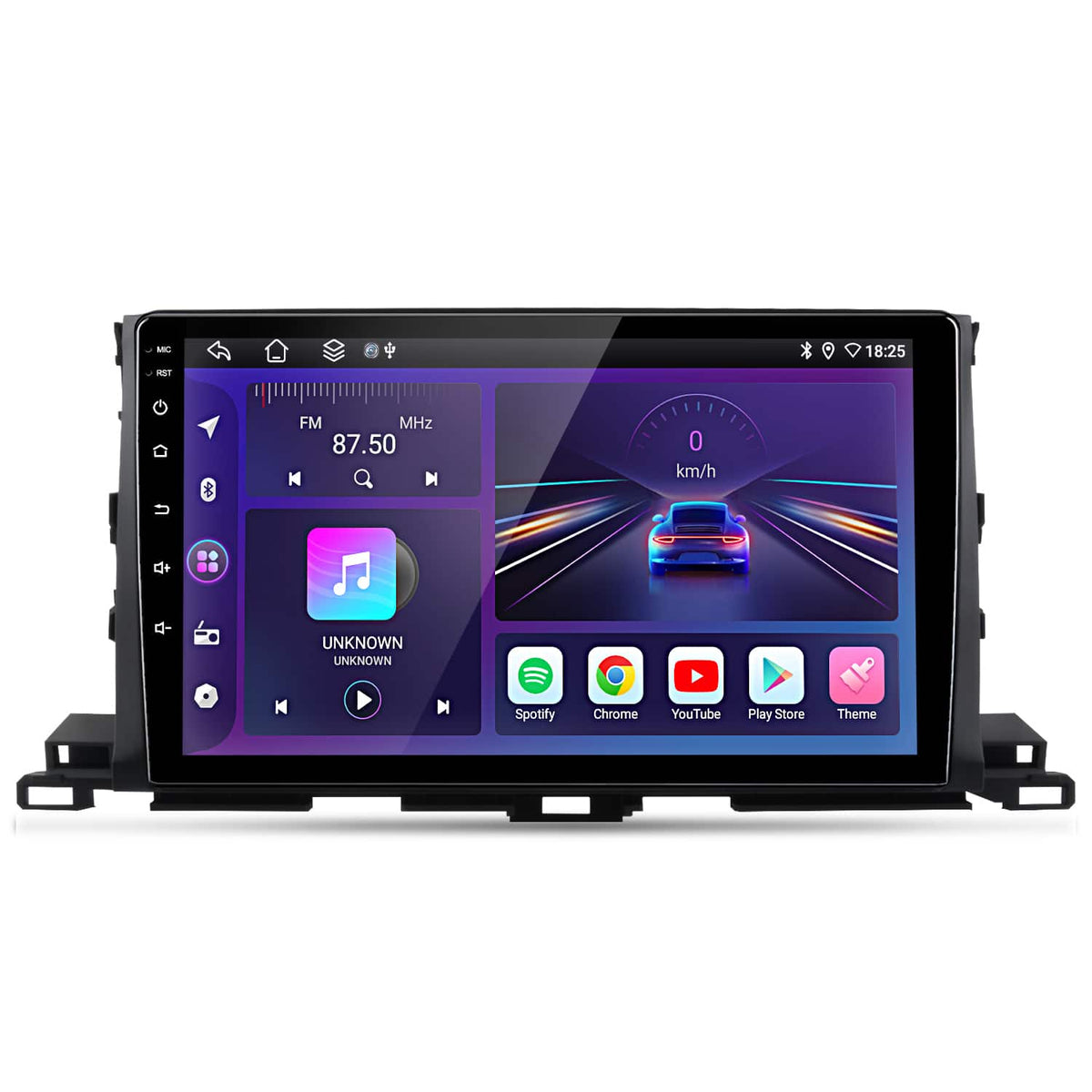 Junsun - 10" 6+128GB 8 Core carplay Android 15 For Toyota Highlander 2014-2019 Car Stereo Radio GPS Navi WIFI SWC RDS Blutooth FM - Black