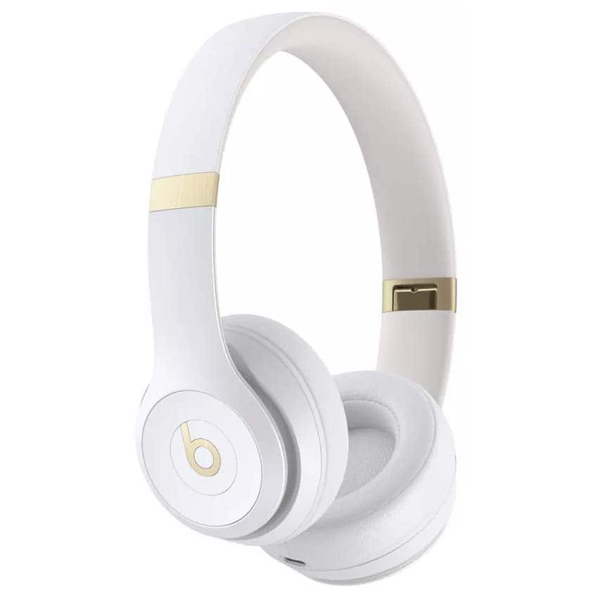 Beats - Refurbished Excellent - Solo 4 Bluetooth Wireless On-Ear Headphones - Warm White - MC2M4LL/A - White & Gold