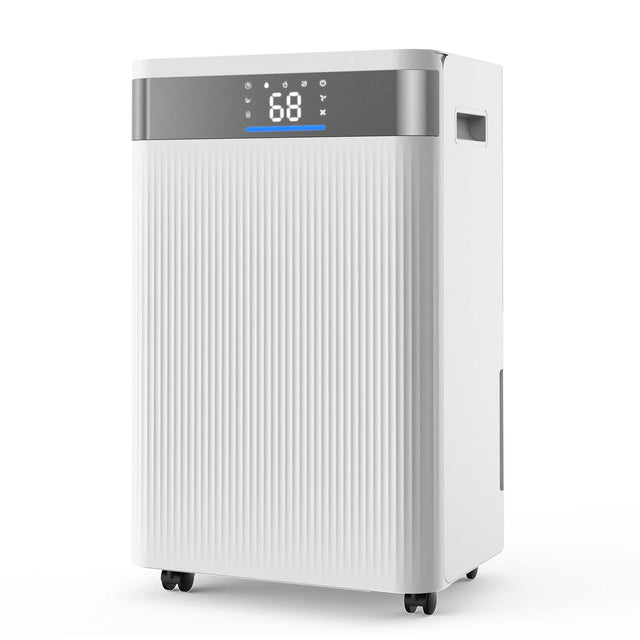 Front. VEVOR - 52 Pints Dehumidifier for Home & Basement, Drain Hose for Commercial & Industrial Use, Smart Humidity Control, Low Noise - White.
