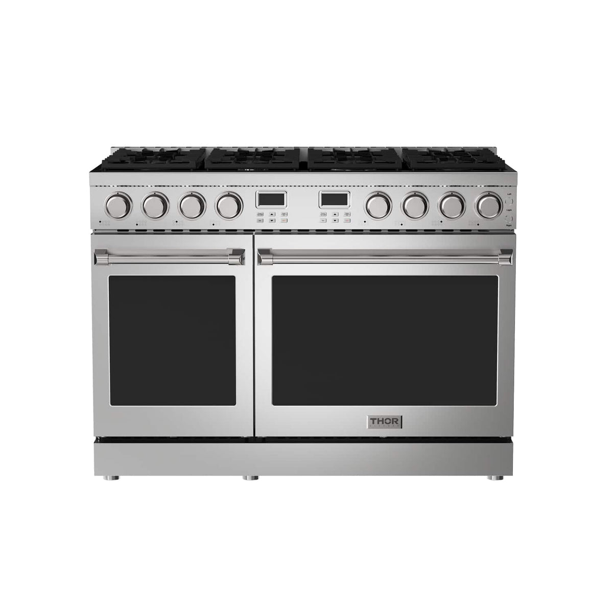 Thor Kitchen - 48 in. Wide 8 Burner 7.6 Cu. Ft. Contemporary Freestanding Double Oven Gas Range - Stainless Steel