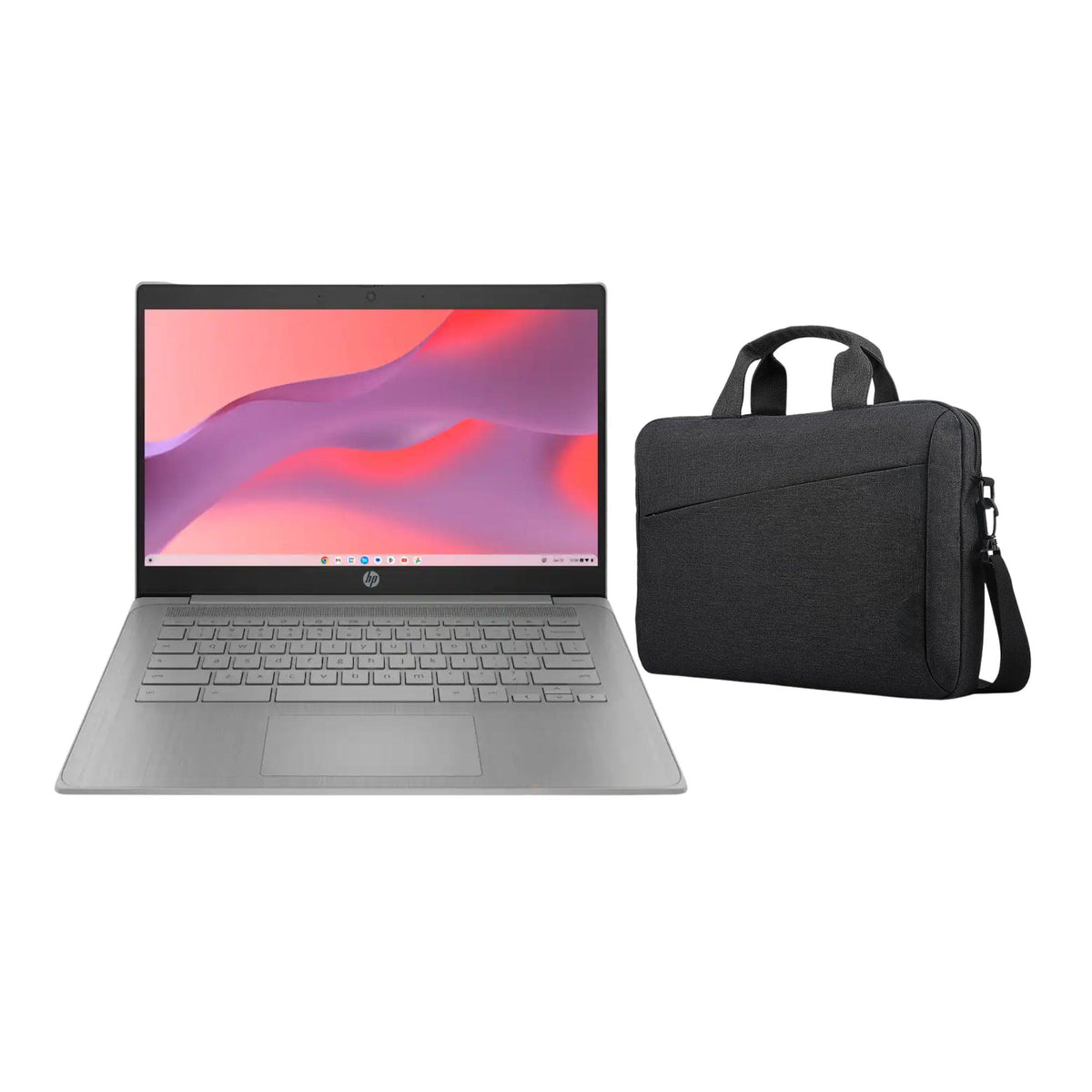 Bundle - HP - 14" Chromebook - Intel Celeron N4500 2021 - 4GB Memory - 64GB eMMC - Modern Grey - Carry Case