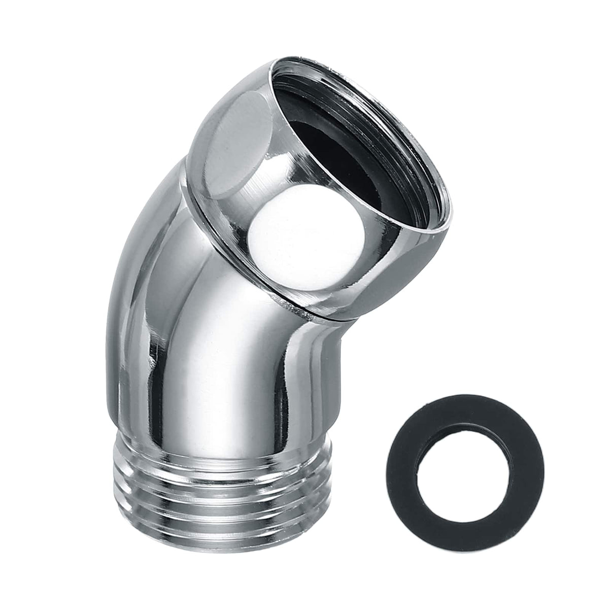 Unique Bargains - Shower Arm Elbow Adapter, 135° G1/2 Connector Universal Shower Head Extension for Bathroom Handheld Wall-mounted, Short - Silver