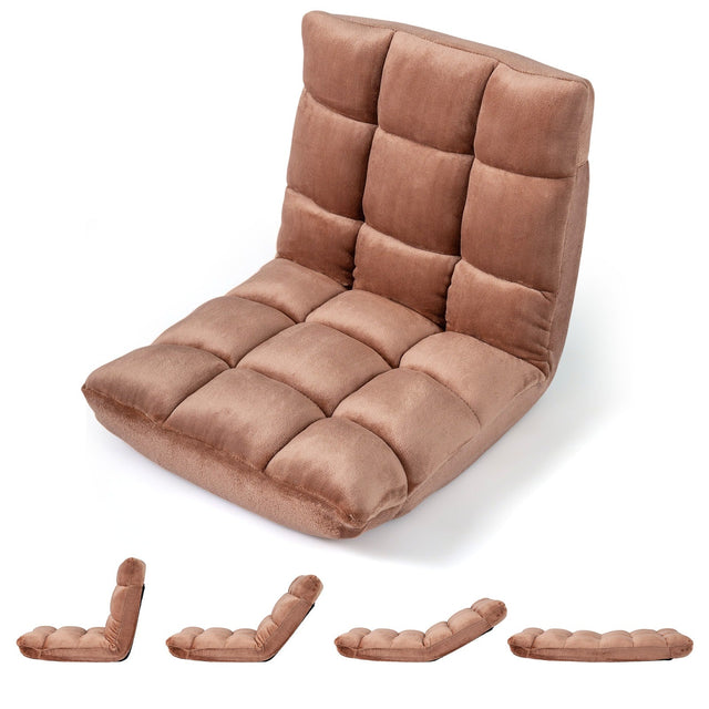 Front. Costway - Costway Floor Chair with Back Support, 14-Position Adjustable Back, Thick Sponge Padding - Beige.