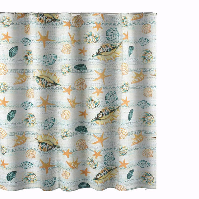 Front. Greenland Home Fashions - Greenland Home Fashions Kona Luxurious Buttonhole Top Shower Curtain 72" x 72" Ocean - Ocean.