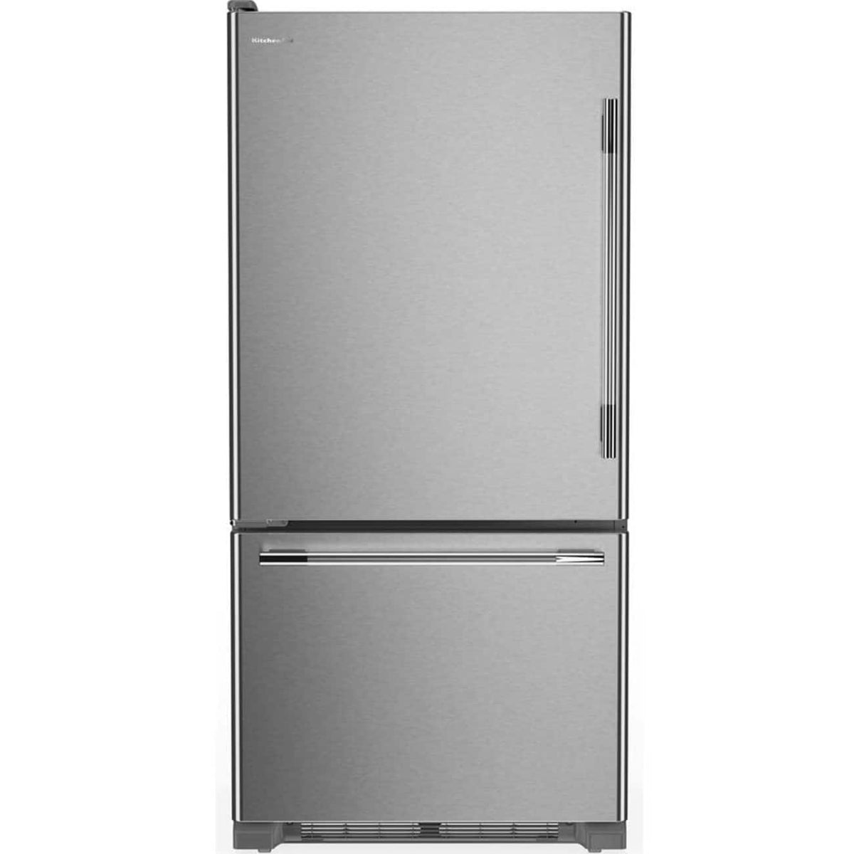 KitchenAid - 22 Cu. Ft. 33-Inch Standard-Depth Bottom Mount Refrigerator with Left Door Swing - Stainless Steel