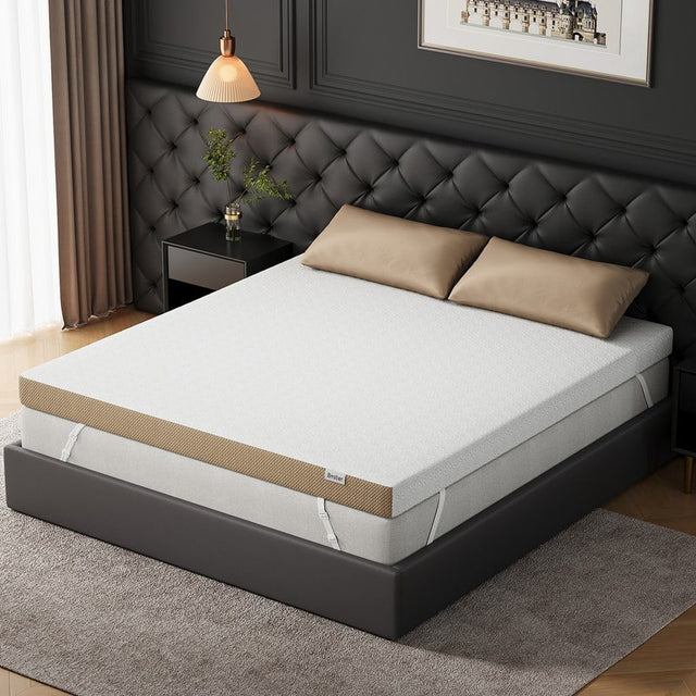 Front. Bestier - Bestier Queen Size 4-Inch Firm Gel Memory Foam Mattress Topper with Washable Cooling Cover - White.