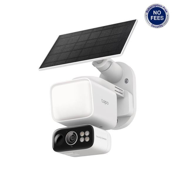 TP-Link - Tapo Wireless Floodlight Pan-Tilt Security Camera, 360° Viewing, 2K Crystal-Clear Video, Solar Charged - No Monthly Fees - White