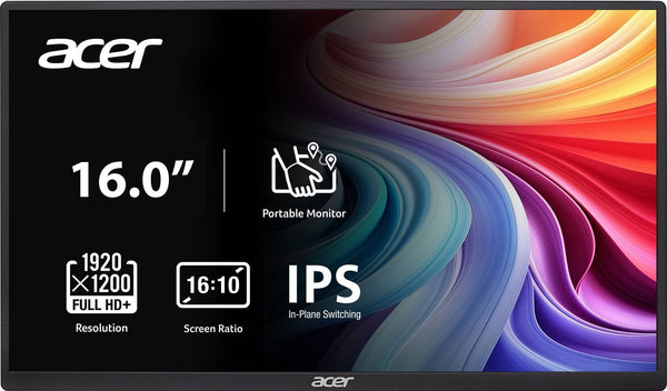 Acer - PM161W 16.0" WUXGA 60Hz FreeSync Compatible IPS Portable Monitor (2 x USB 3.1 Type-C, Mini HDMI, Audio Out) - Black
