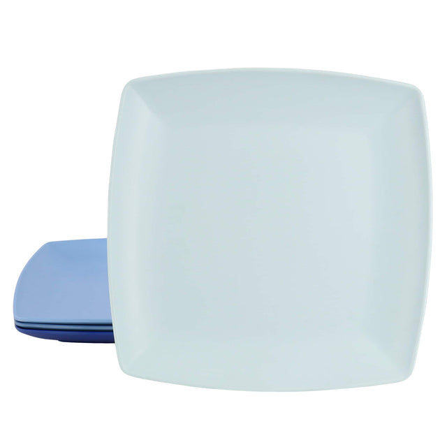 Front. Gibson - Gibson Home Grayson 4 Piece 10.5 Inch Square Melamine Dinner Plate Set in Assorted Blue - Blue.