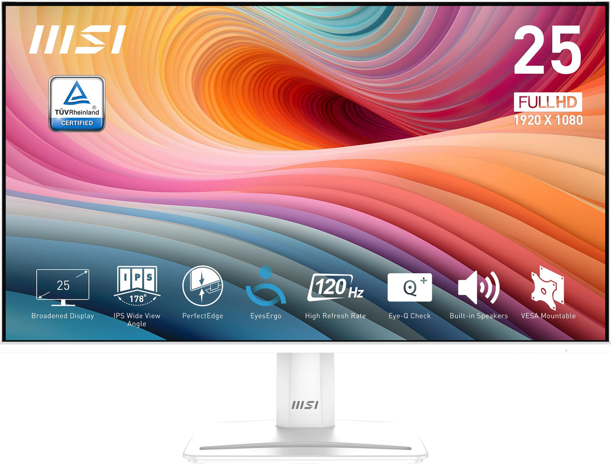 MSI - PRO MP251W E2 24" FHD 120Hz 1ms Adaptive Sync Monitor with Built-in Speakers (DisplayPort, HDMI) - Matte White