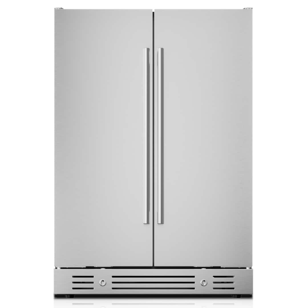 Yeego - 24 inch Outdoor Dual Zone Beverage & Wine Cooler , 60 Can+20 Bottle Fridge, 34-65°F Temperature Control - Stainless Steel