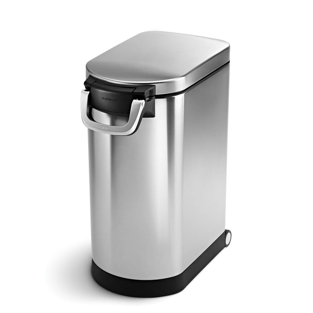 Front. simplehuman - large pet food can, brushed stainless steel - Brushed.
