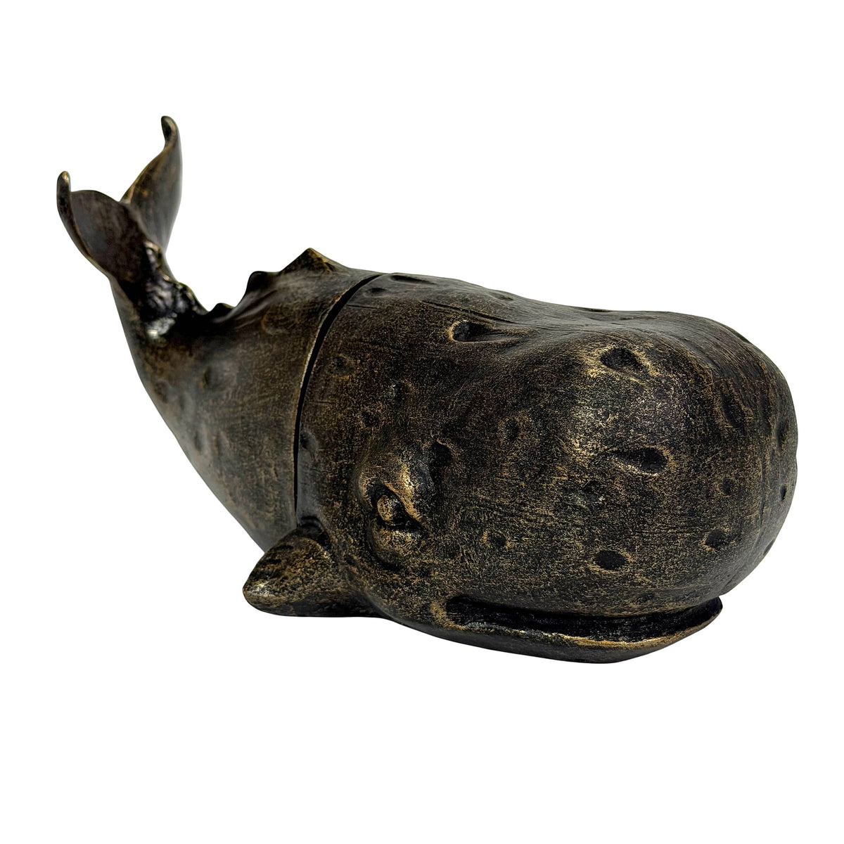 Zeckos - Sperm Whale Decorative Bookend Set Weathered Resin 10 Inch Coastal Pair - Bronze