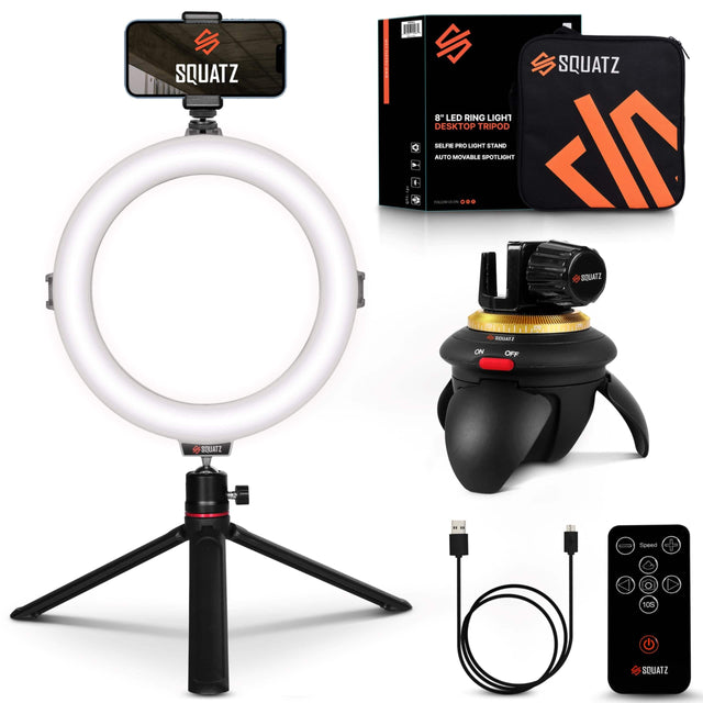 SQUATZ 8 LED RING LIGHT DESKTOP TRIPOD SELFIE PRO LIGHT STAND AUTO MOVABLE SPOTLIGHT

- SQUATZ
- 8 LED RING LIGHT
- DESKTOP TRIPOD
- SELFIE PRO LIGHT STAND
- AUTO MOVABLE SPOTLIGHT

- Speed
- 10S

- SQUATZ ON/OFF

- SQUATZ