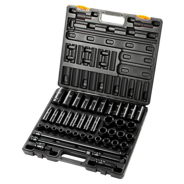 Front. VEVOR - Impact Socket Set 1/2 Inches 43 Piece Impact Sockets, Standard Socket Assortment, 1/2 Inches Drive Socket Set - Black.