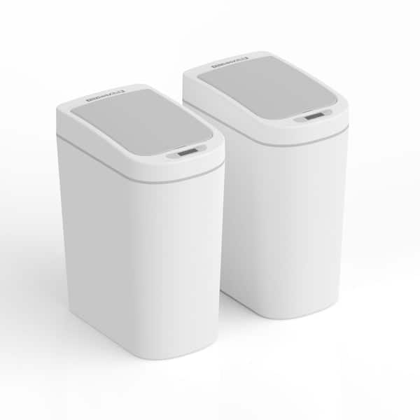 Nine Stars - Pair of 1.85 Gallon Trash Bin ABS Slim Bathroom Motion Sensor Trash Can