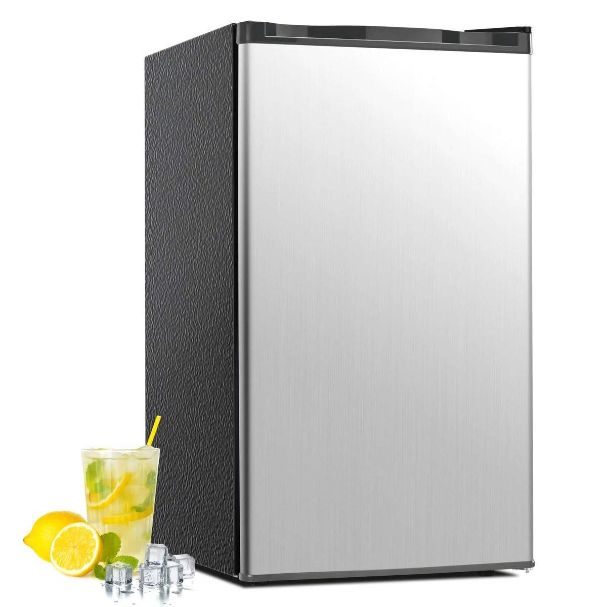 SIMZLIFE - 3.2 Cu.ft Mini Refrigerator with Freezer - Compact Design & Single Door - Silver
