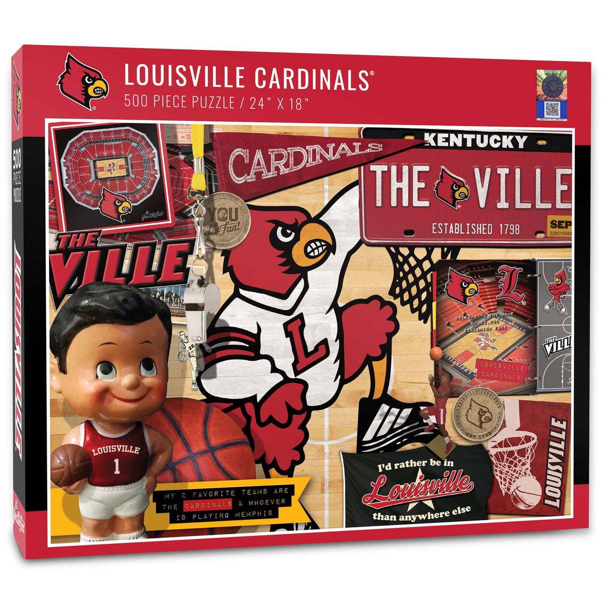 YouTheFan - Louisville Cardinals 500-Piece Retro Series Puzzle - Multicolor