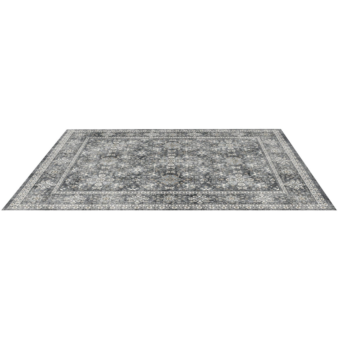VEVOR - Area Rug, 8 x 10 ft Large Washable Rug, Non-Slip and Tear-Resistant Soft Carpet, Pet & Child Friendly Vintage Area Rugs - Gray