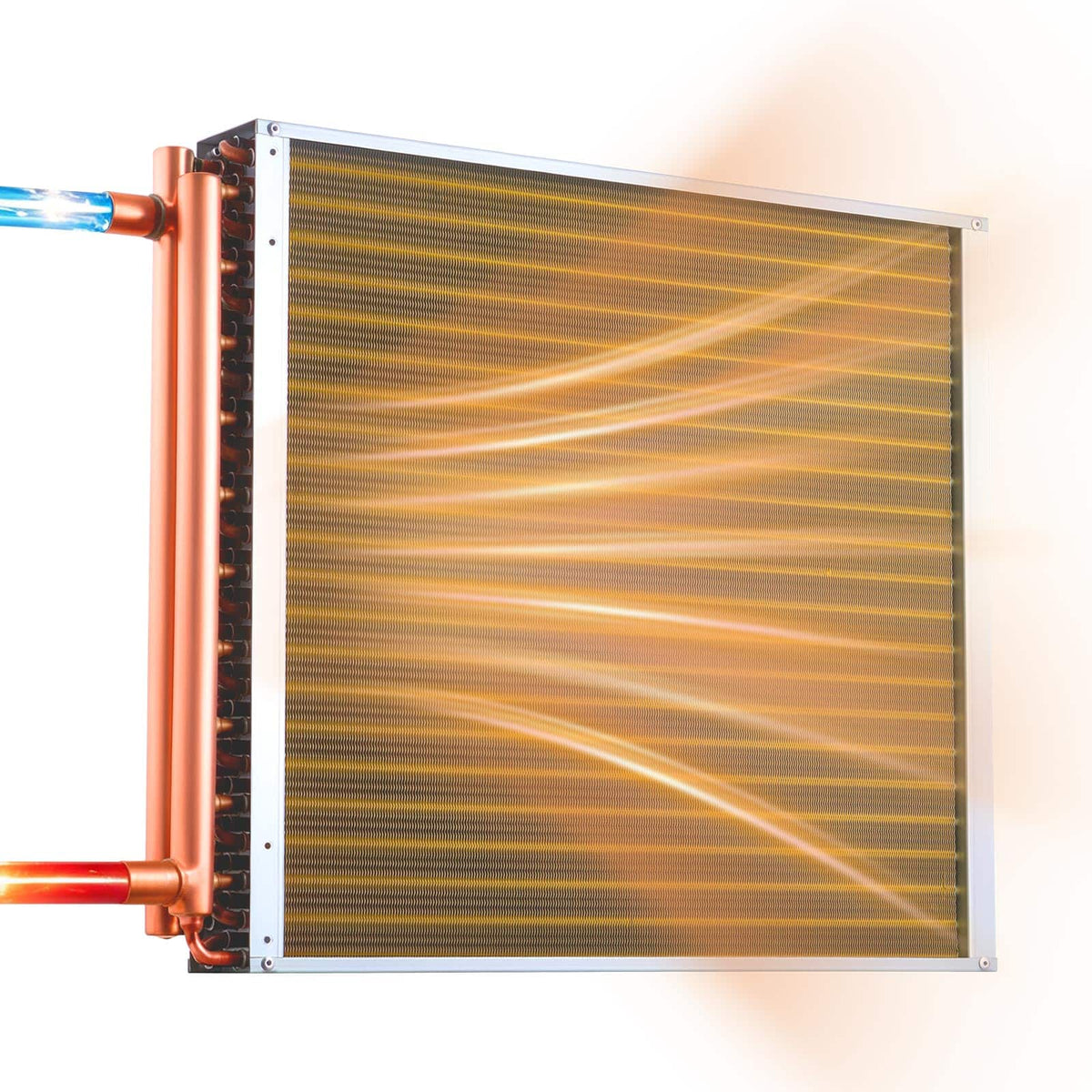 VEVOR - Water to Air Heat Exchanger, 22 x 22 in Finned Tube HVAC Heat Exchanger Coil with Copper Tubes & Aluminum Fins, 190K BTU - Red-brown;Silver