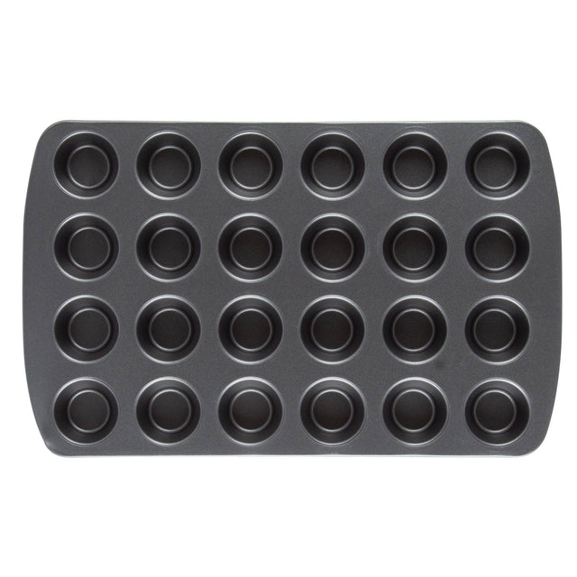 Front. Range Kleen - Range Kleen B28MM Nonstick Mini Muffin and Cupcake Pan,  24 Cup - Alluring grey color.